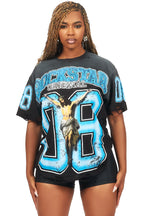 Tariqa Black/Blue Oversized T-Shirt