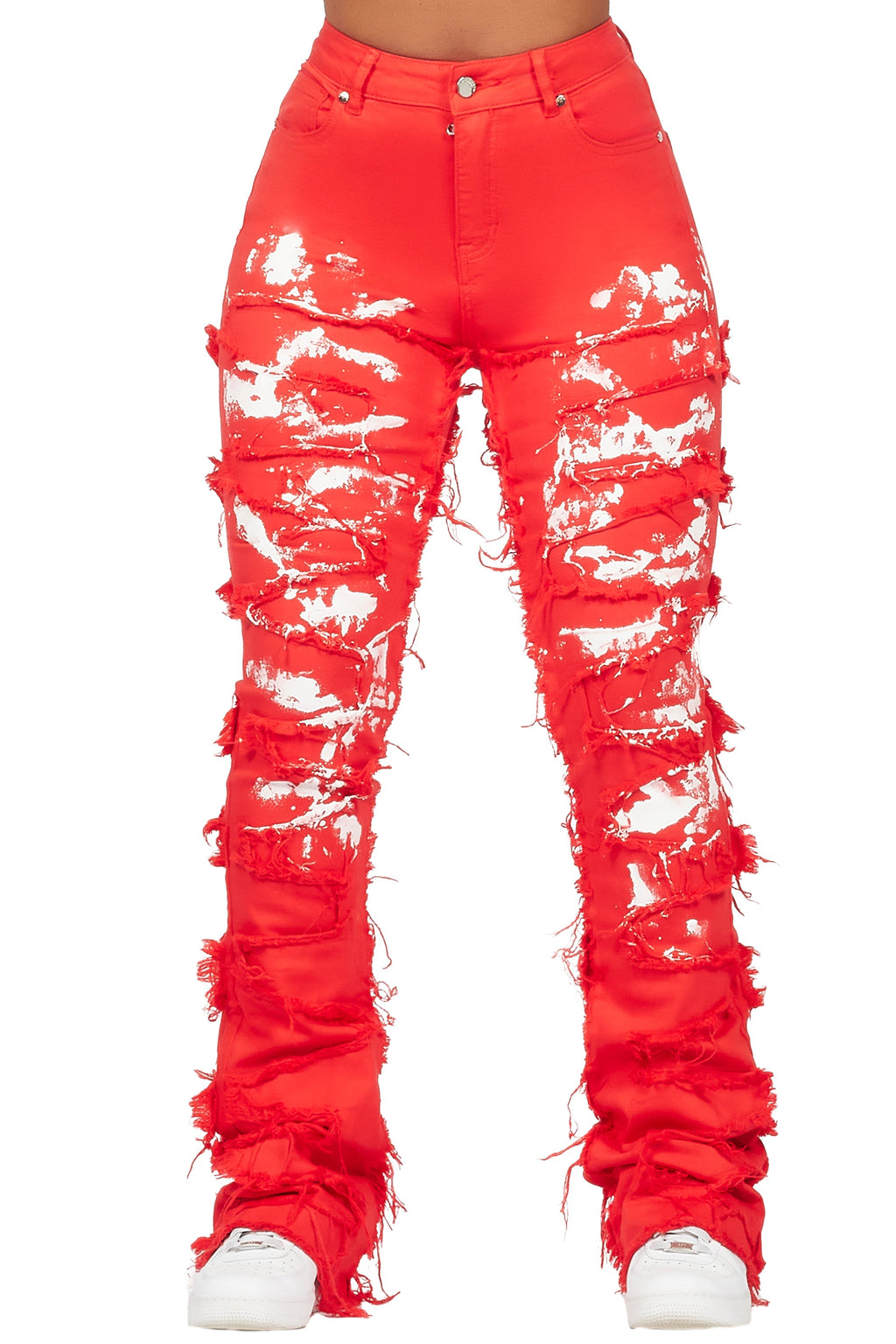 Kristen Red Painted Stacked Jean