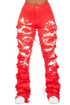 Kristen Red Painted Stacked Jean