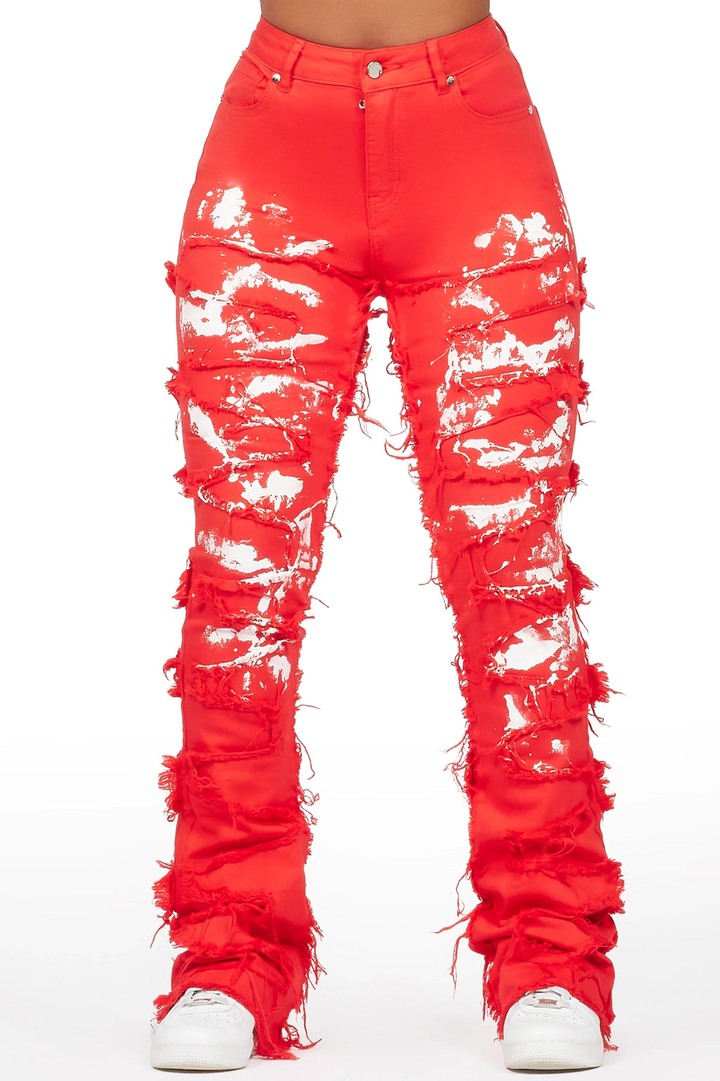 Kristen Red Painted Stacked Jean