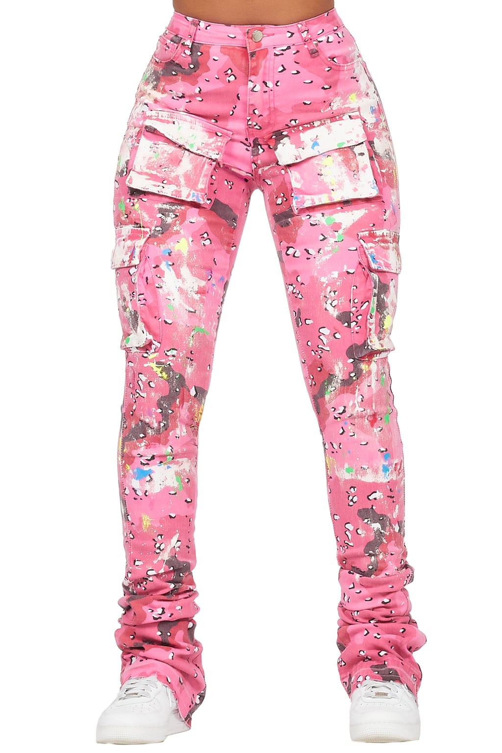 Brandie Pink Camo Painted Super Stacked Jean