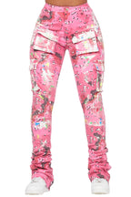 Brandie Pink Camo Painted Super Stacked Jean