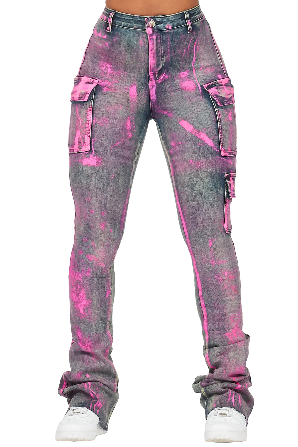 Deaisha Tinted Dark Wash Painted Super Stacked Jean