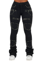Vicky Black Rhinestone Super Stacked Jean