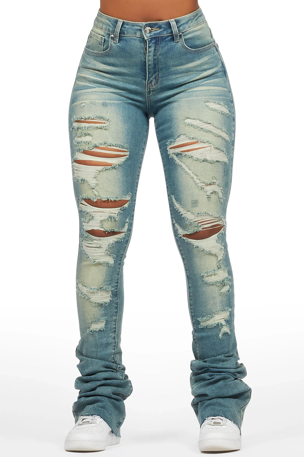 Teyja Light Wash Distressed Super Stacked Jean