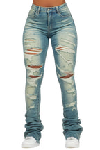 Teyja Light Wash Distressed Super Stacked Jean