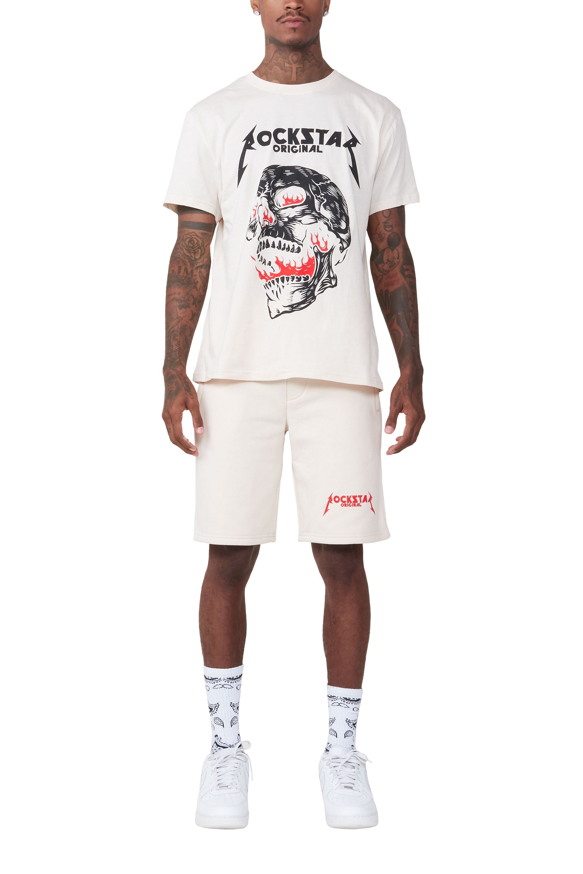 Wayan Beige T-Shirt Short Set