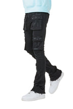 Zaid Black Stacked Flare Jean