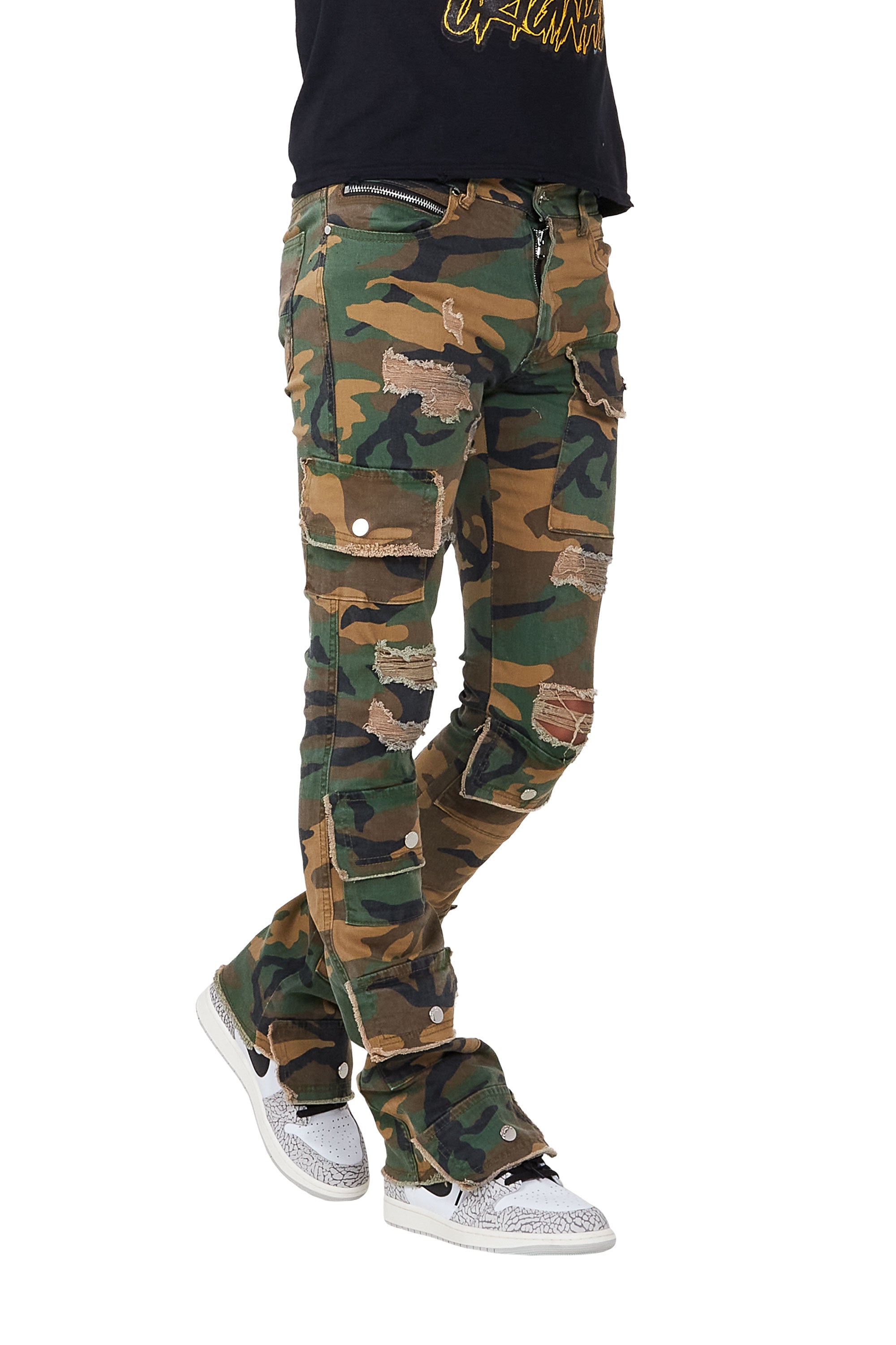 Glenn Camo Green Stacked Flare Jean