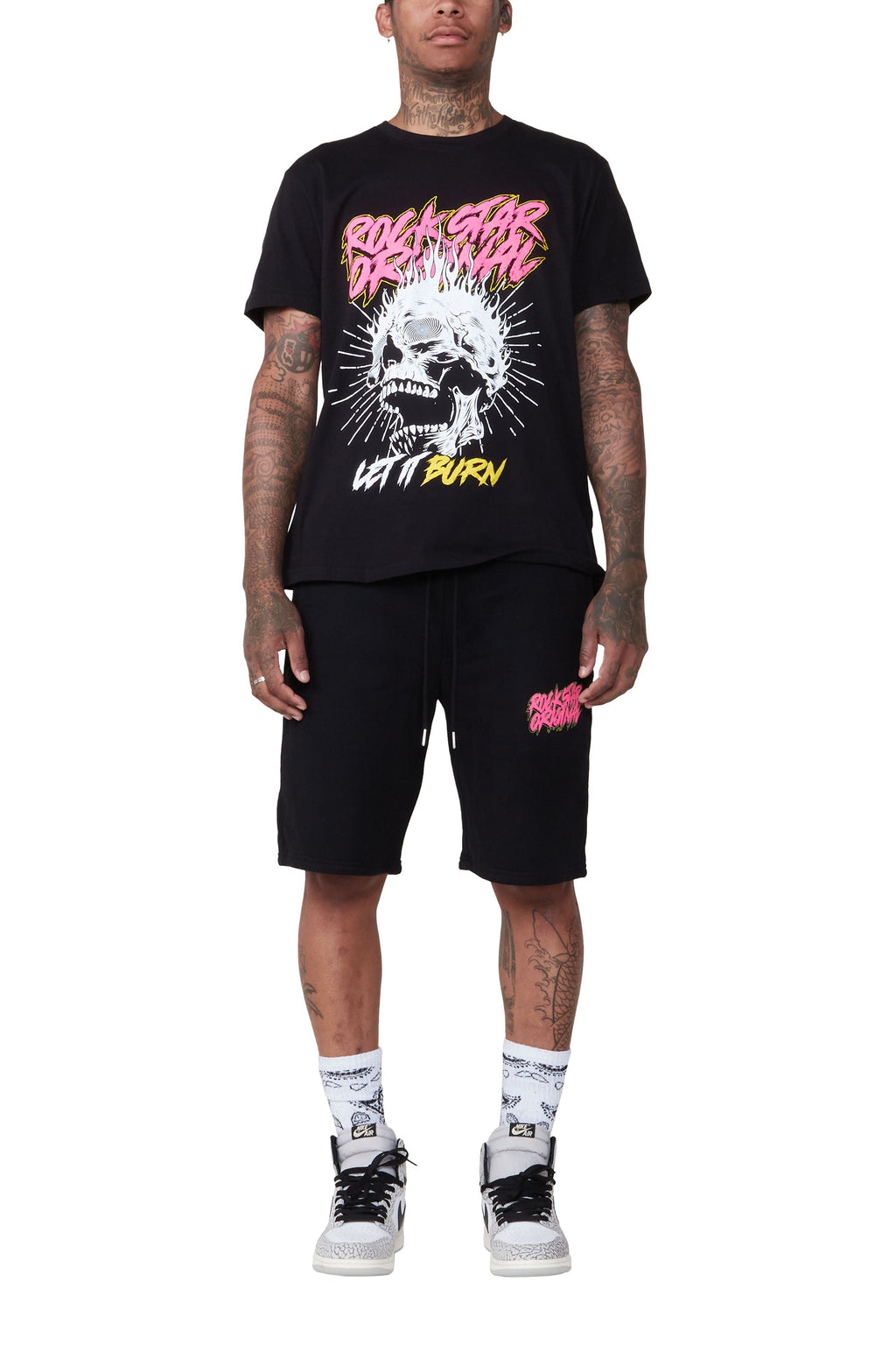 Zev Black Graphic T-Shirt Short Set