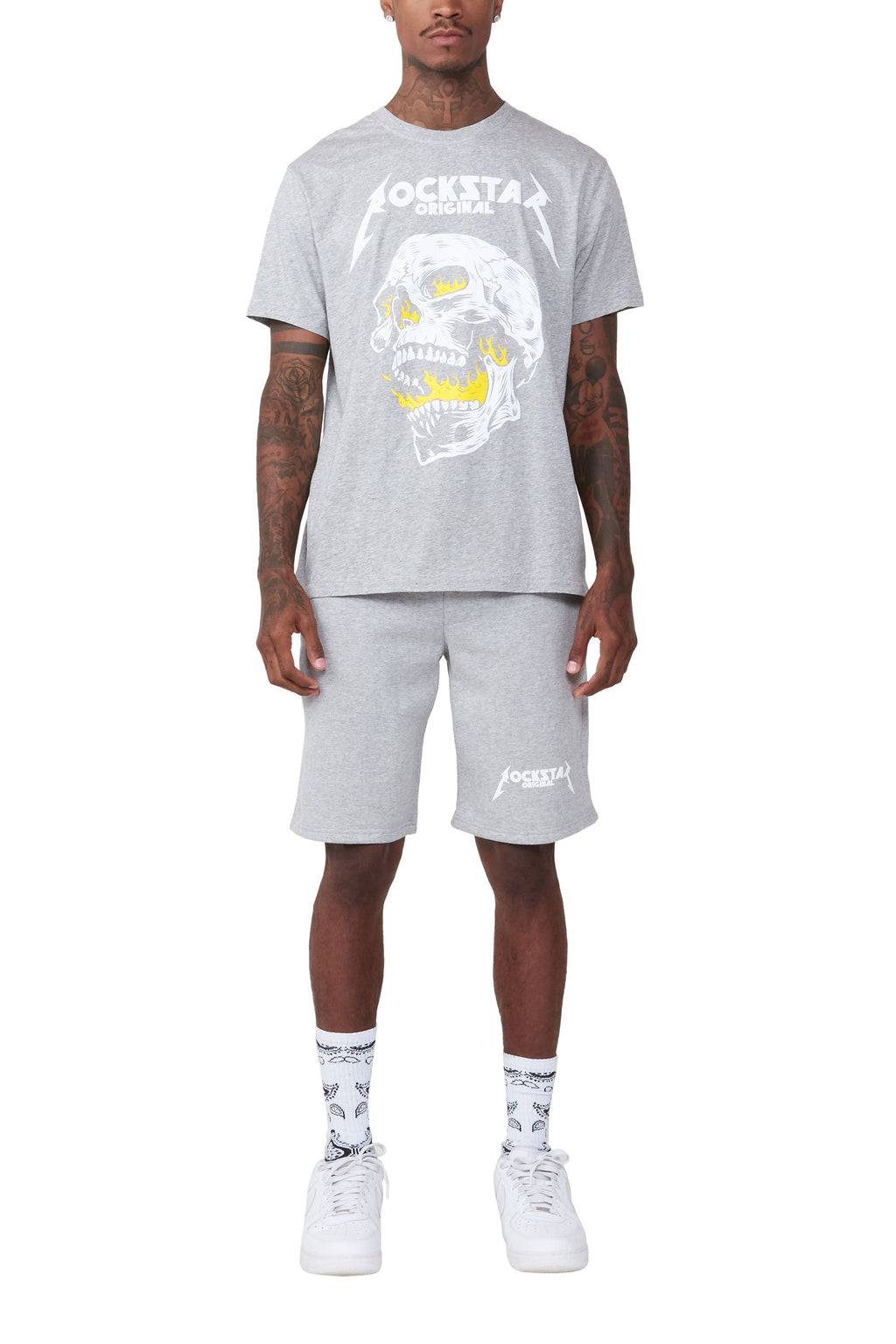Wayan Heather Grey T-Shirt Short Set