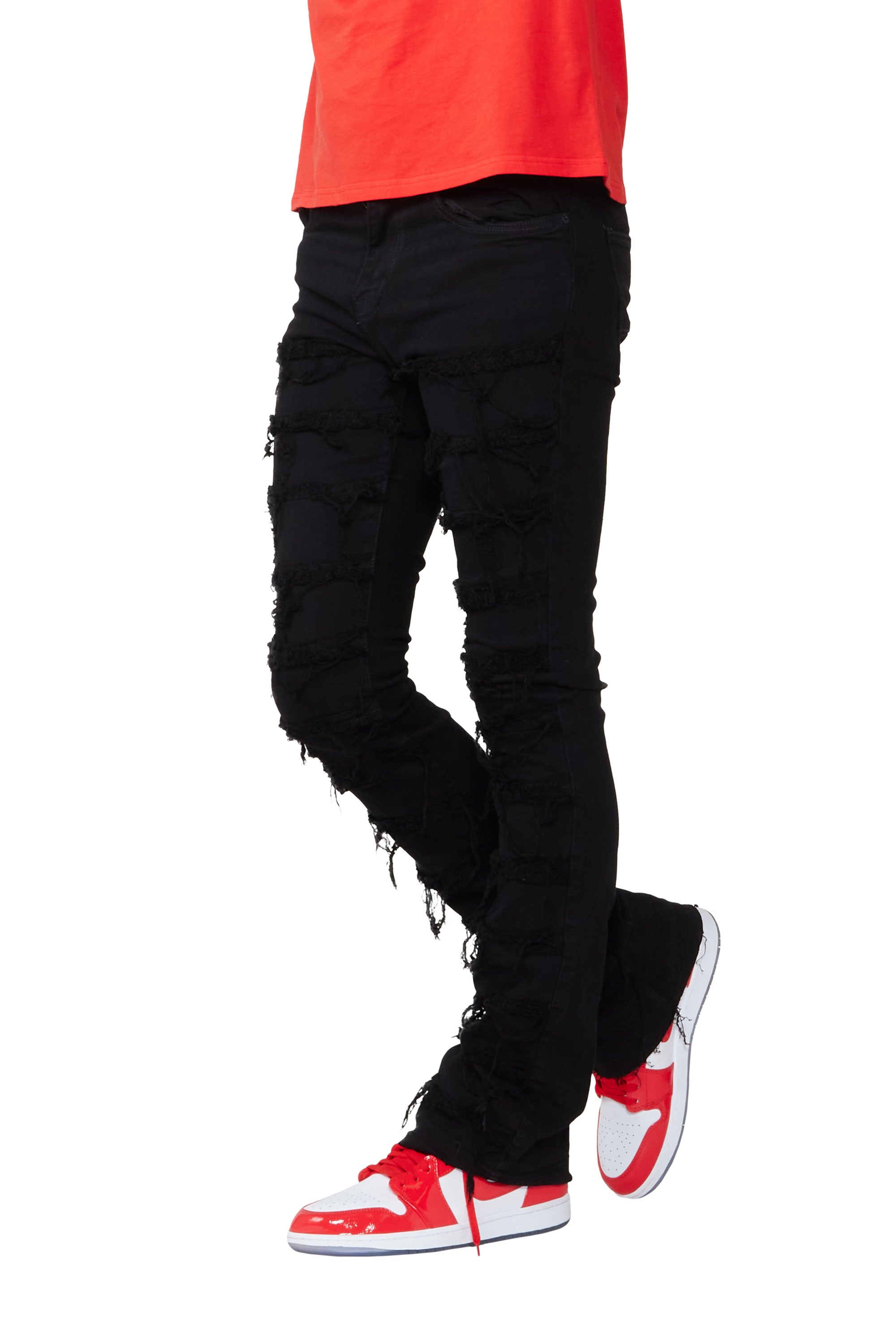 Waylon Jet Black Stacked Flare Jean
