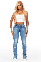 Jenelle Med. Wash Super Stacked Jean