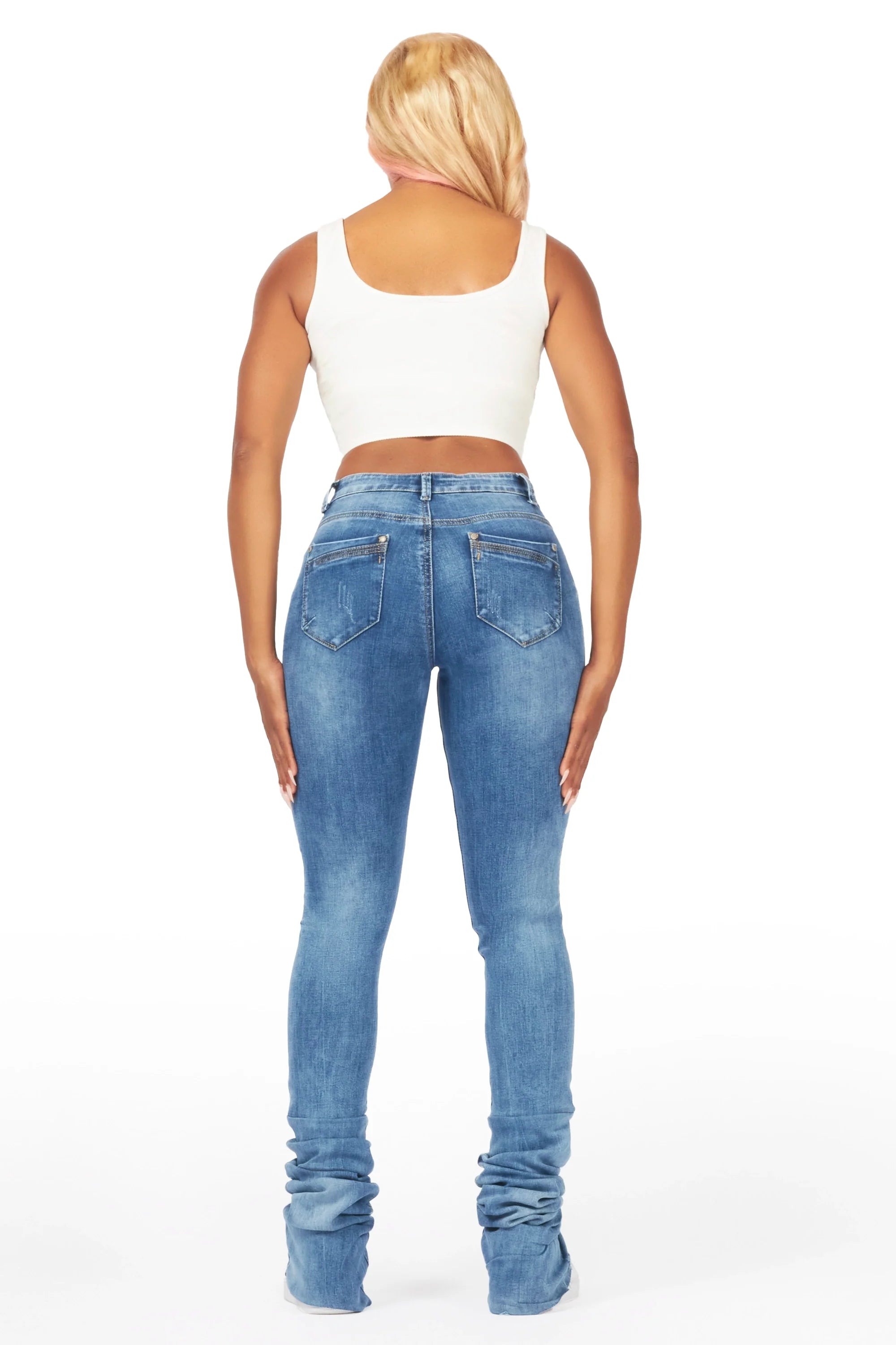 Jenelle Med. Wash Super Stacked Jean