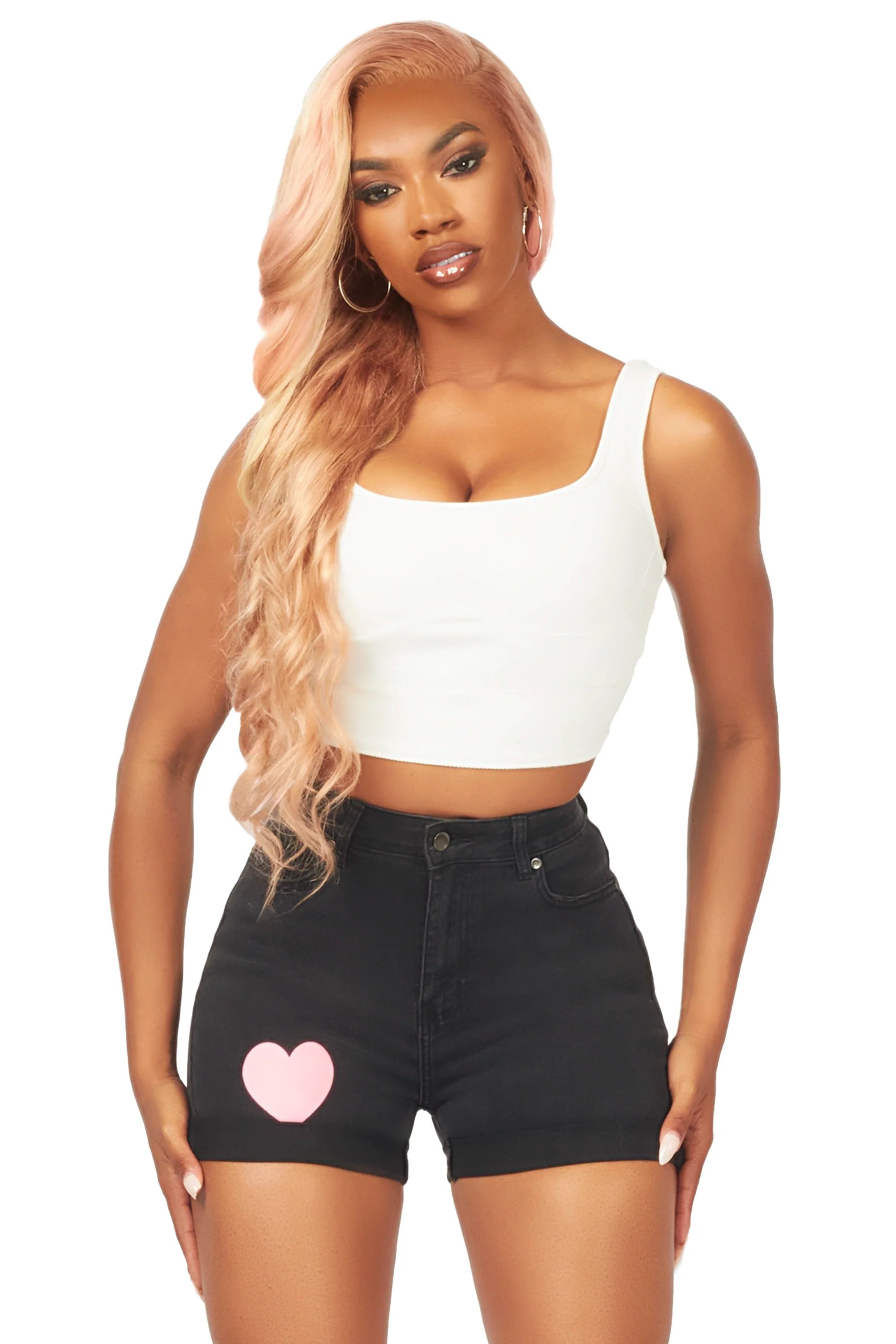 Corina Black Denim Short