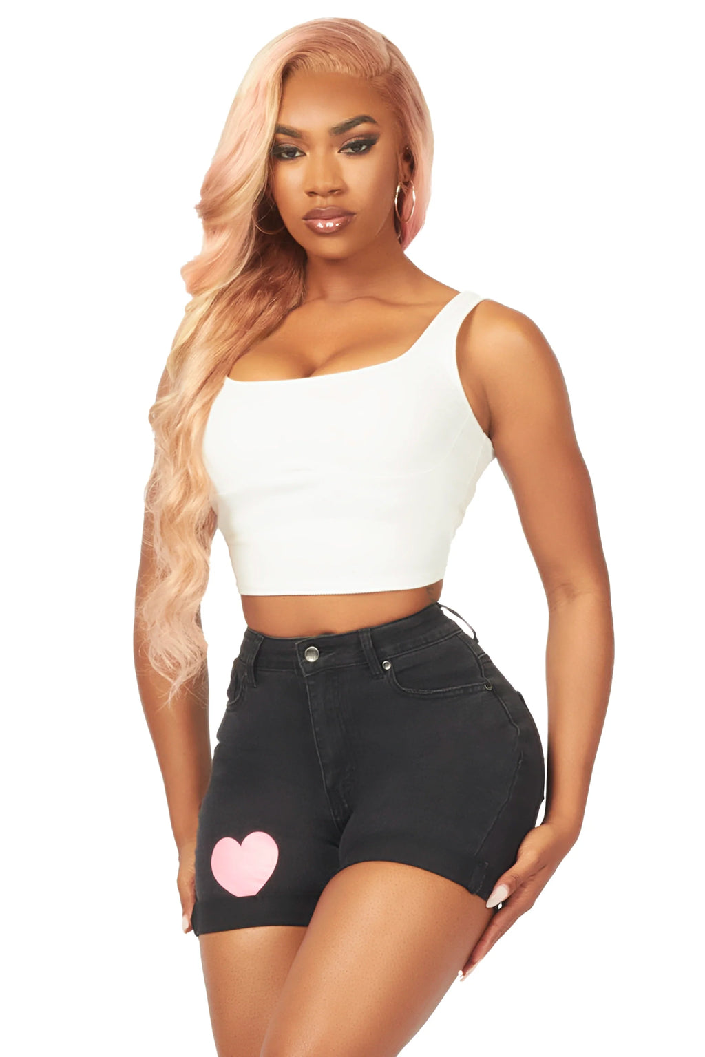 Corina Black Denim Short