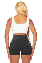 Corina Black Denim Short