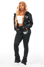 Halloway Black Zip Up Super Stacked Trackset