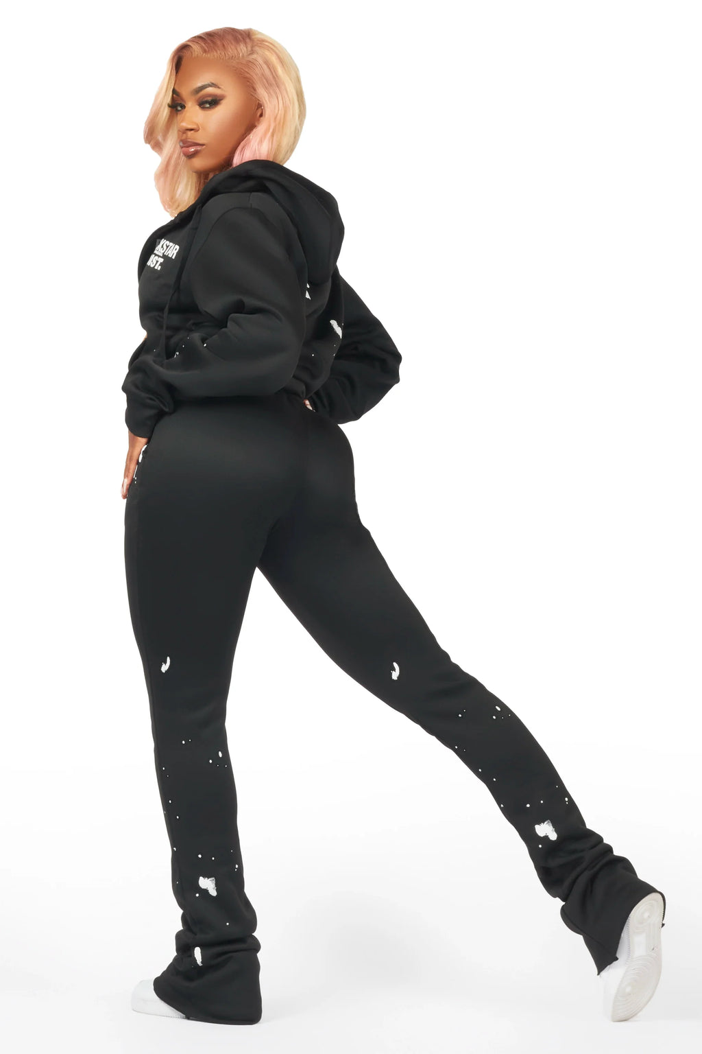 Halloway Black Zip Up Super Stacked Trackset