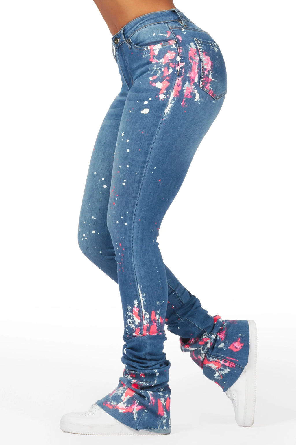 Tyshia Med. Wash Painted Super Stacked Jean