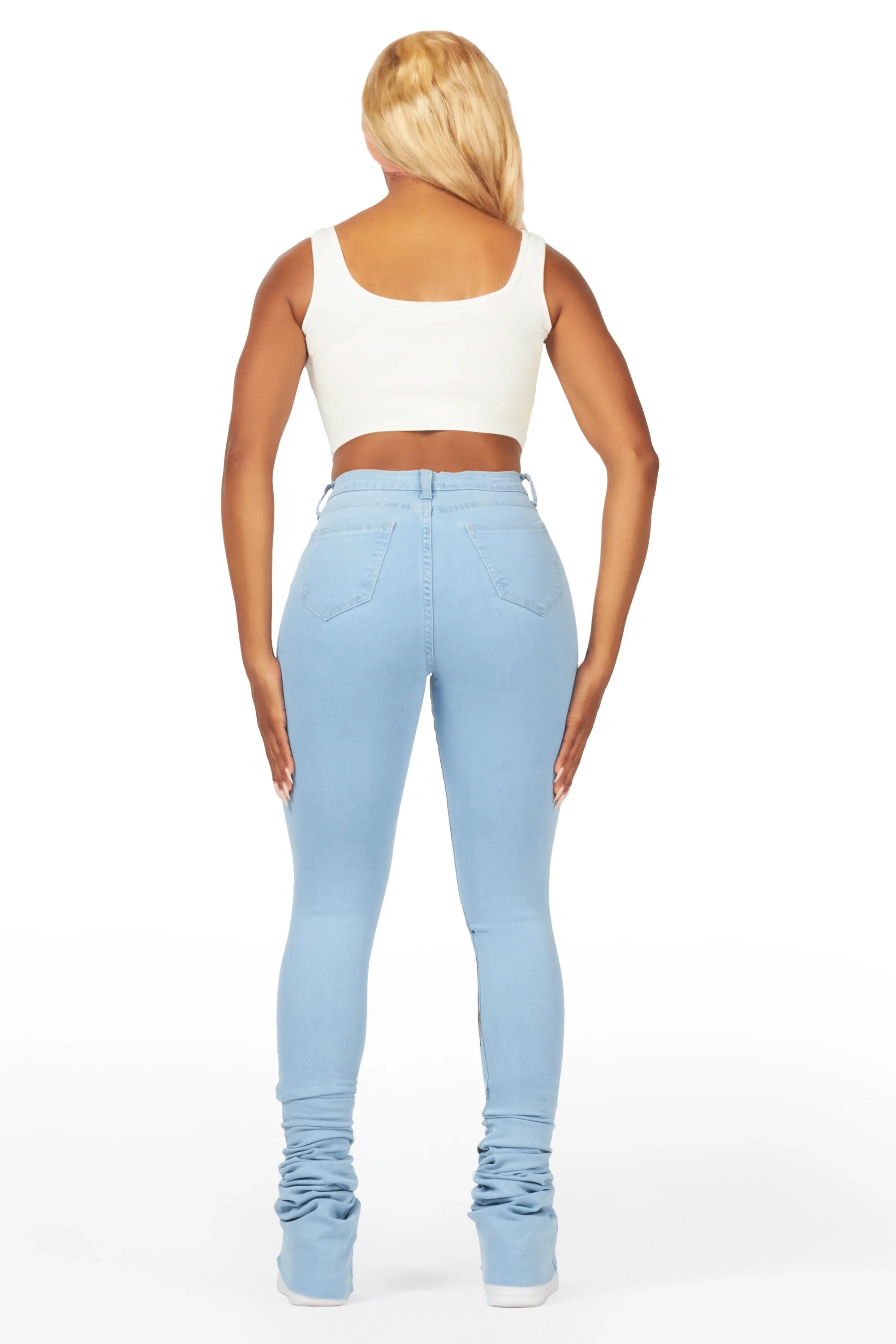 Nehemiah Light Wash Painted Super Stacked Jean