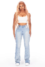 Valondra Light Wash Stacked Flare Jean
