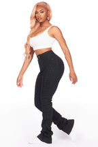 Valondra Black Stacked Flare Jean