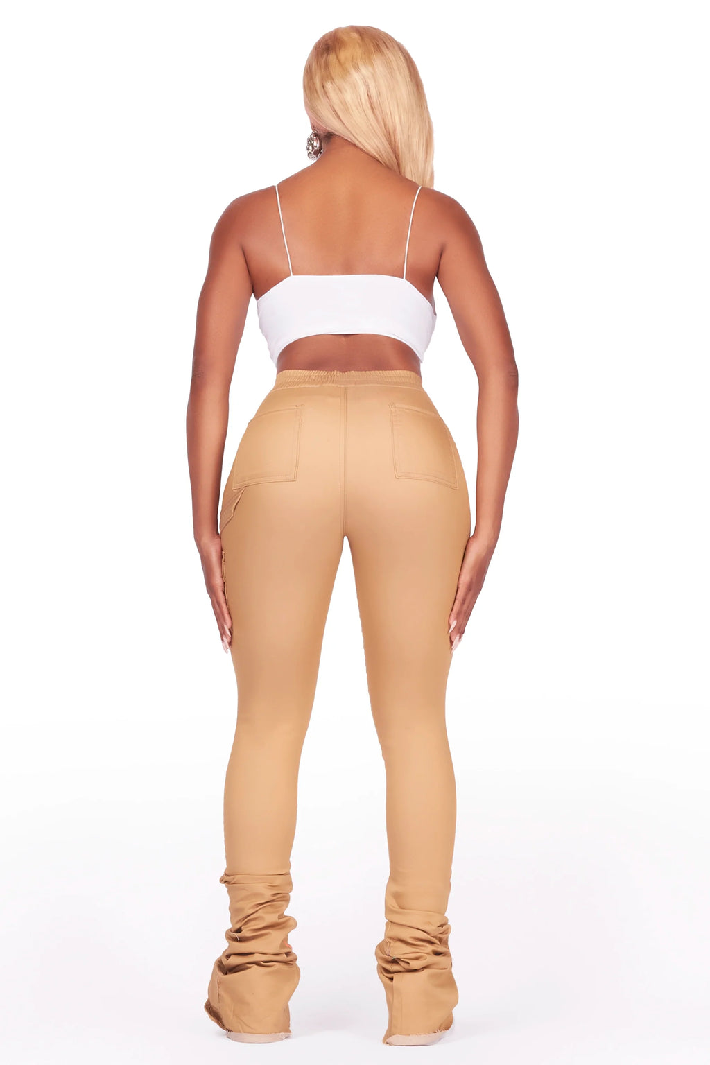 Taniya Dark Tan Cargo Painted Super Stacked Jean