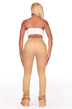 Taniya Dark Tan Cargo Painted Super Stacked Jean