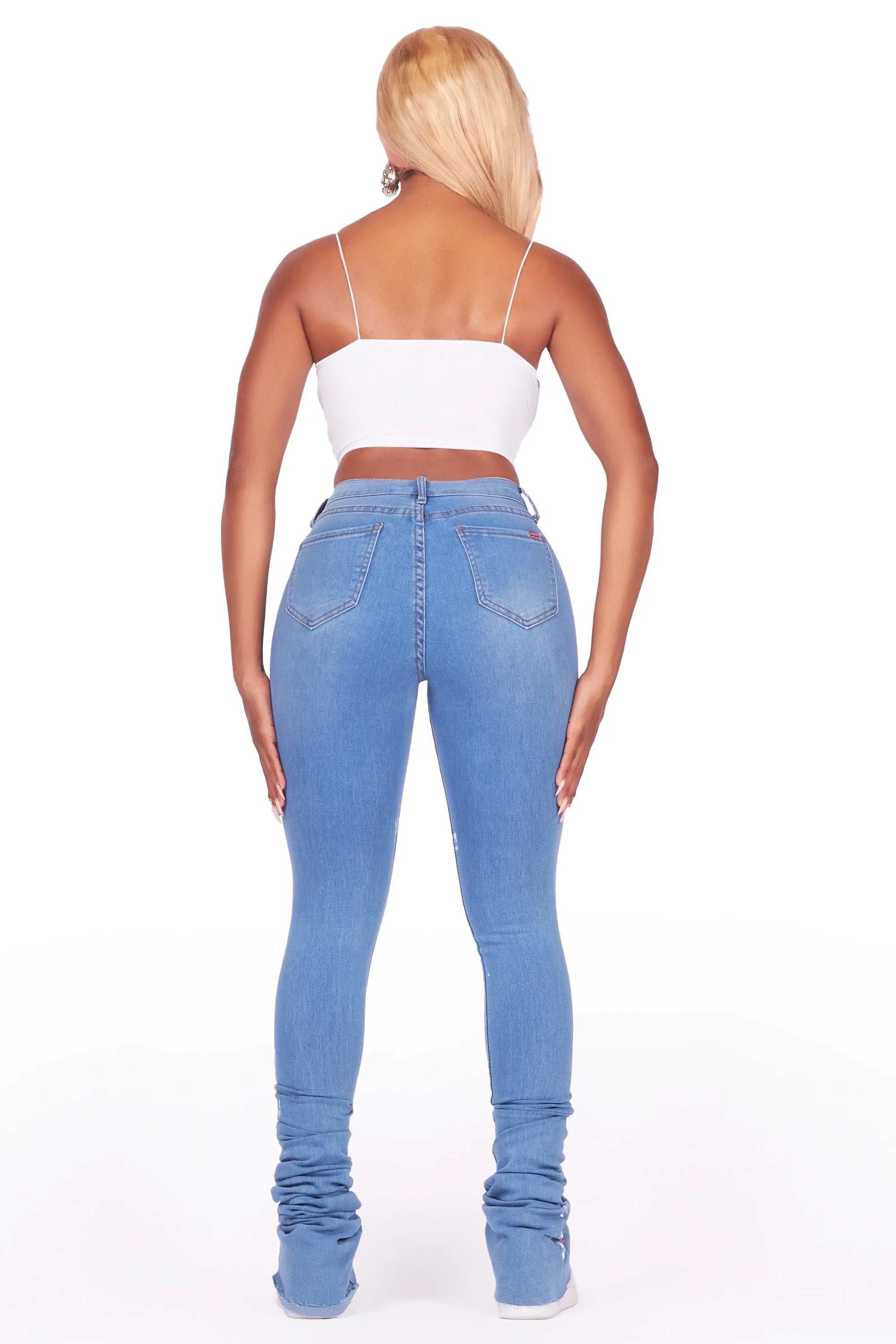 Shantele Med. Wash Painted Super Stacked Jean