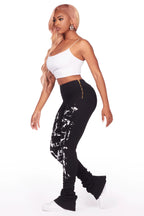 Kaya Black Painted Super Stacked Jean