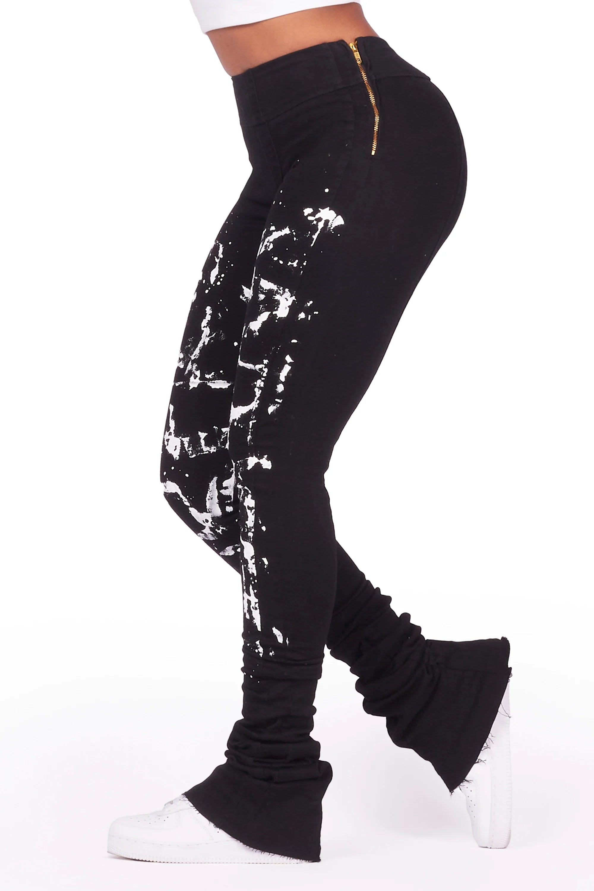 Kaya Black Painted Super Stacked Jean