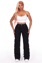Jhourney Black Baggy Stacked Jean