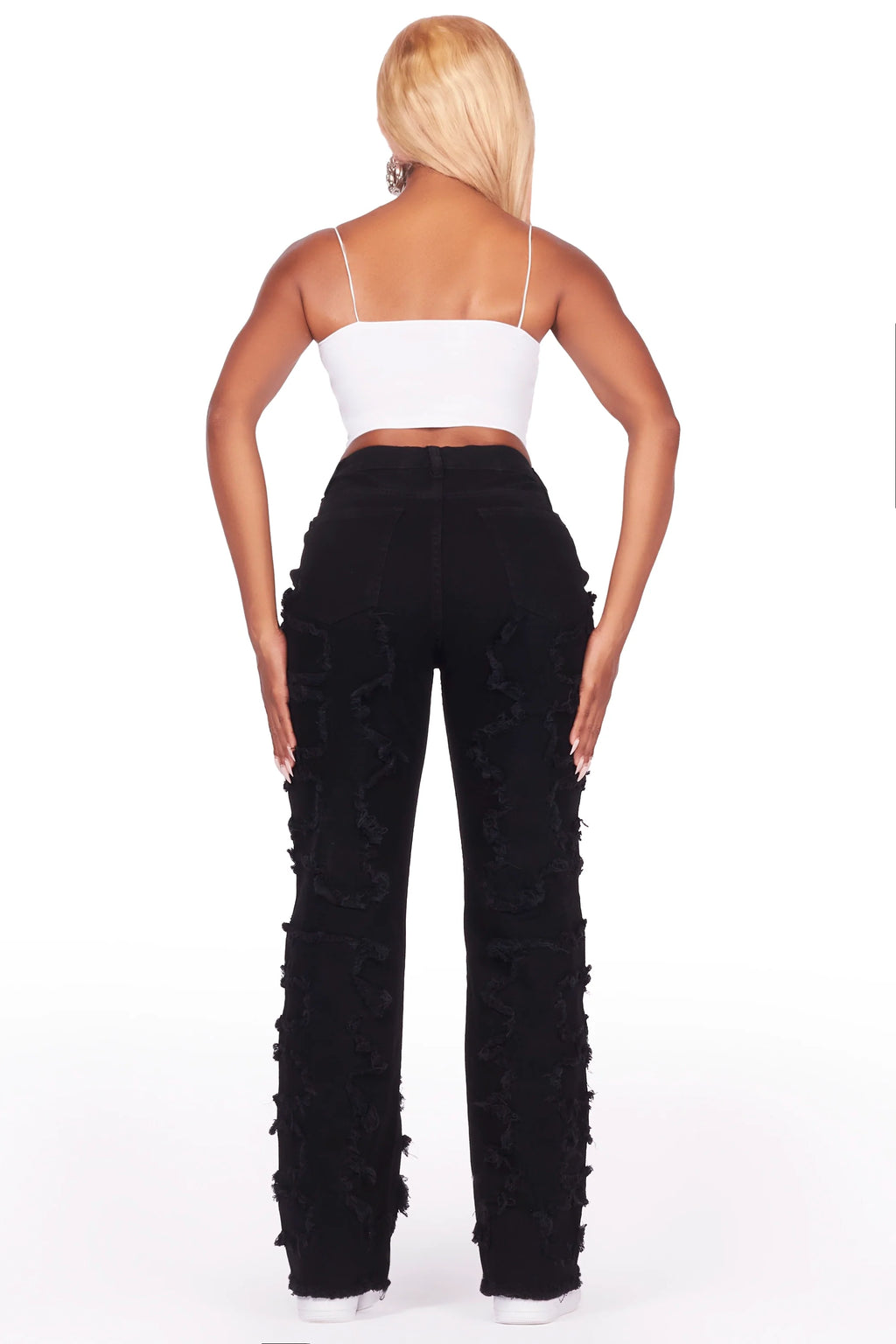 Jhourney Black Baggy Stacked Jean
