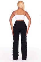 Jhourney Black Baggy Stacked Jean