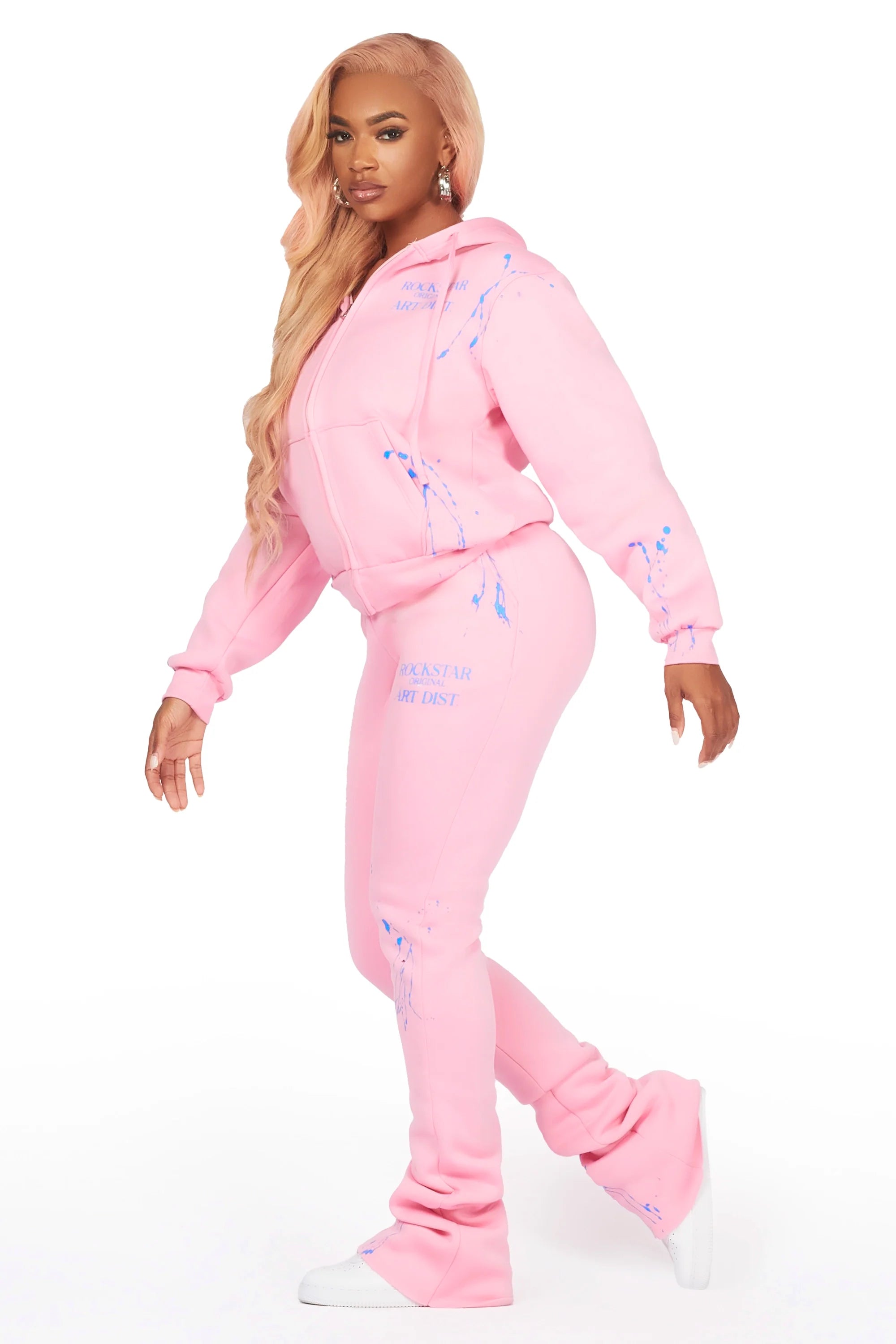 Destinee Baby Pink Zip Up Super Stacked Trackset