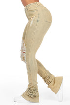 Got A Crush Tinted Light Wash Distressed Super Stacked Jean