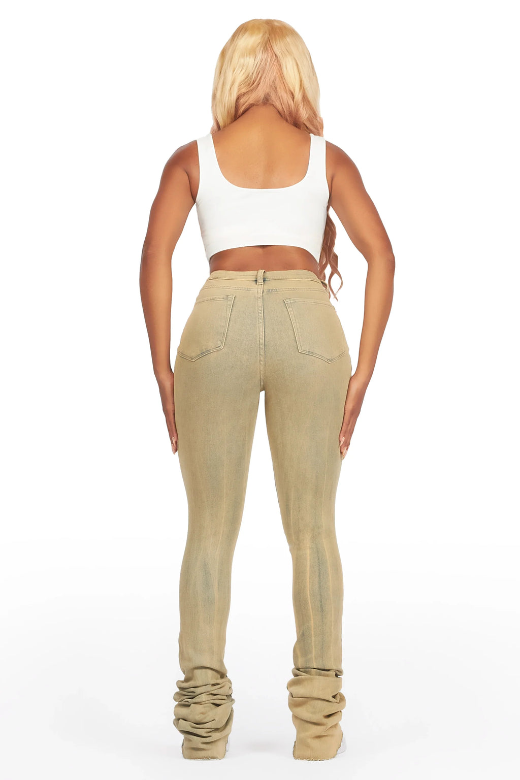 Got A Crush Tinted Light Wash Distressed Super Stacked Jean