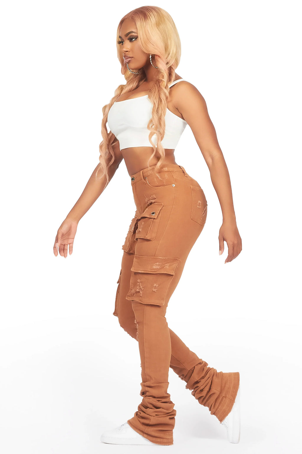 Noor Tan Cargo Super Stacked Jean