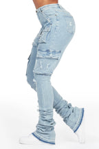 Noor Light Wash Cargo Super Stacked Jean