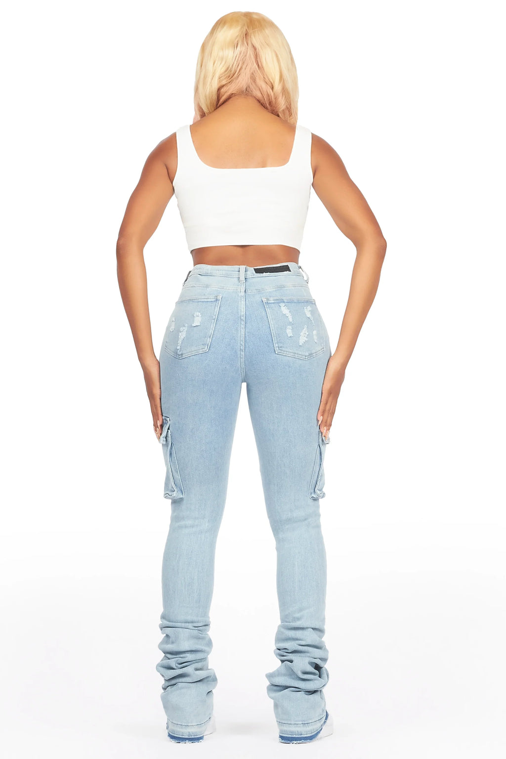 Noor Light Wash Cargo Super Stacked Jean