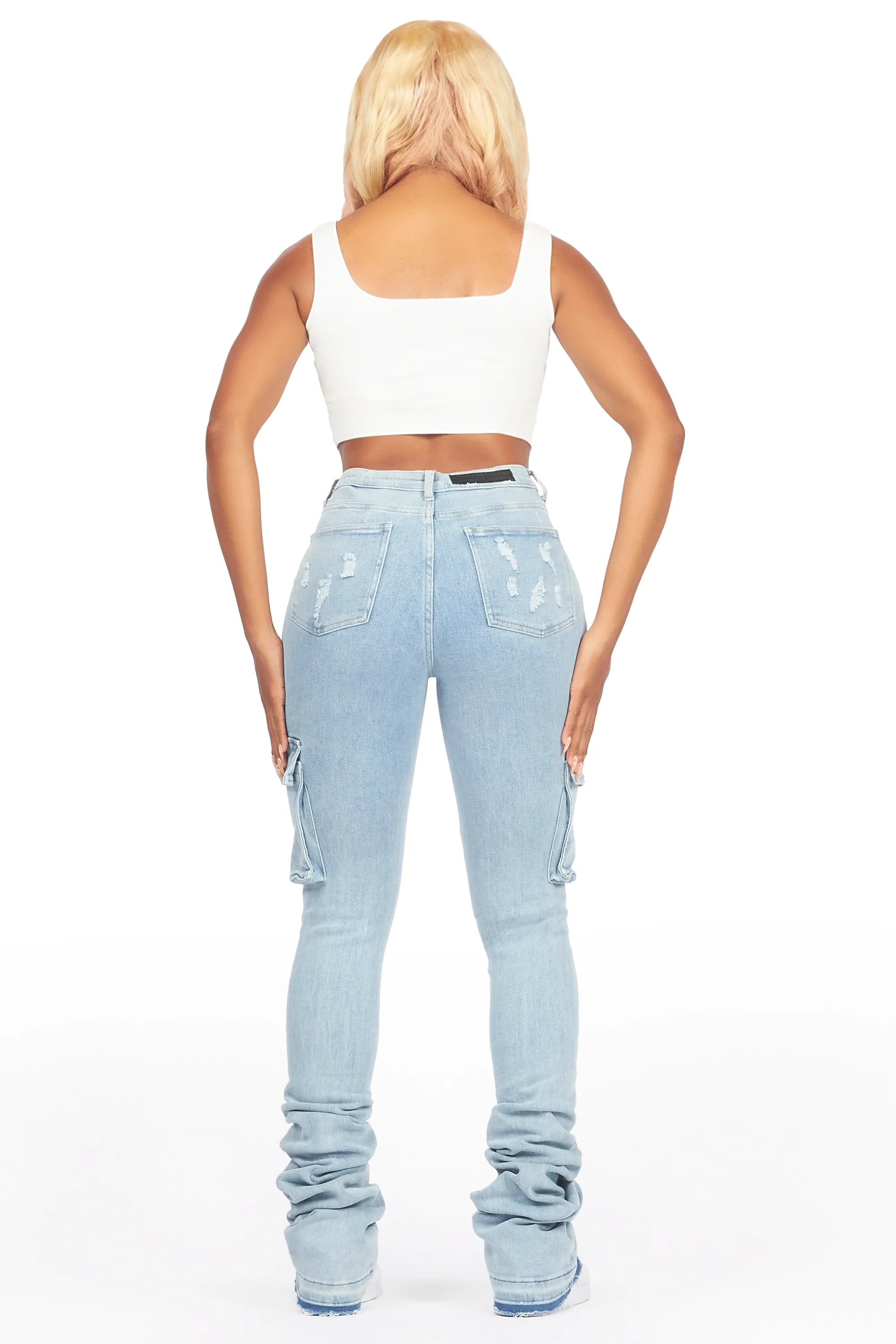 Noor Light Wash Cargo Super Stacked Jean