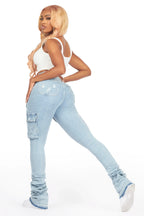 Noor Light Wash Cargo Super Stacked Jean