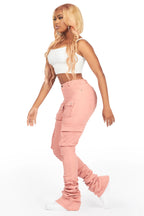 Noor Pink Cargo Super Stacked Jean