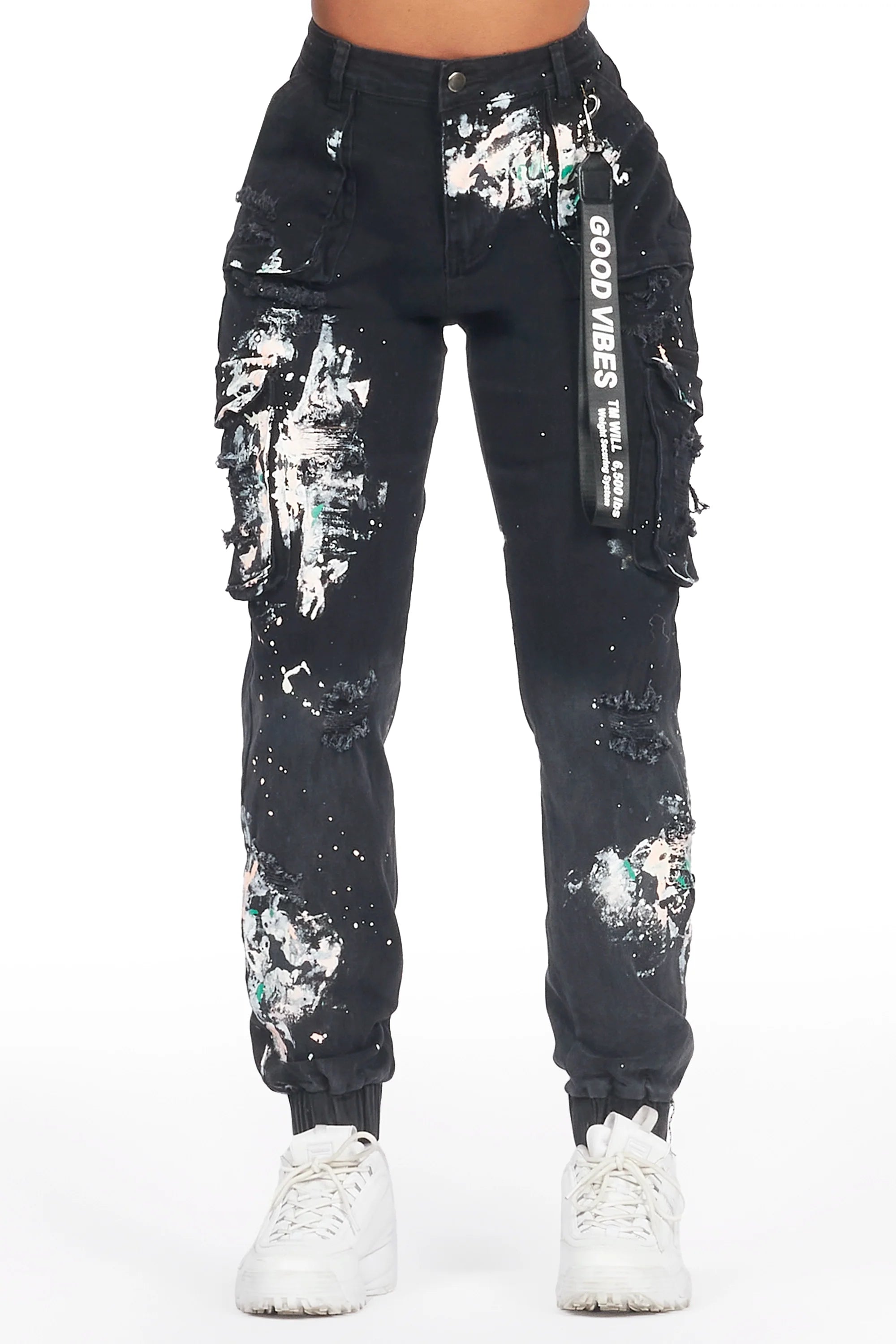 Kherry Black Painted Jogger Jean