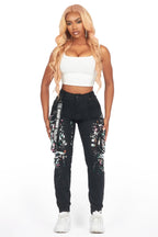 Tamara Black Painted Jogger Jean