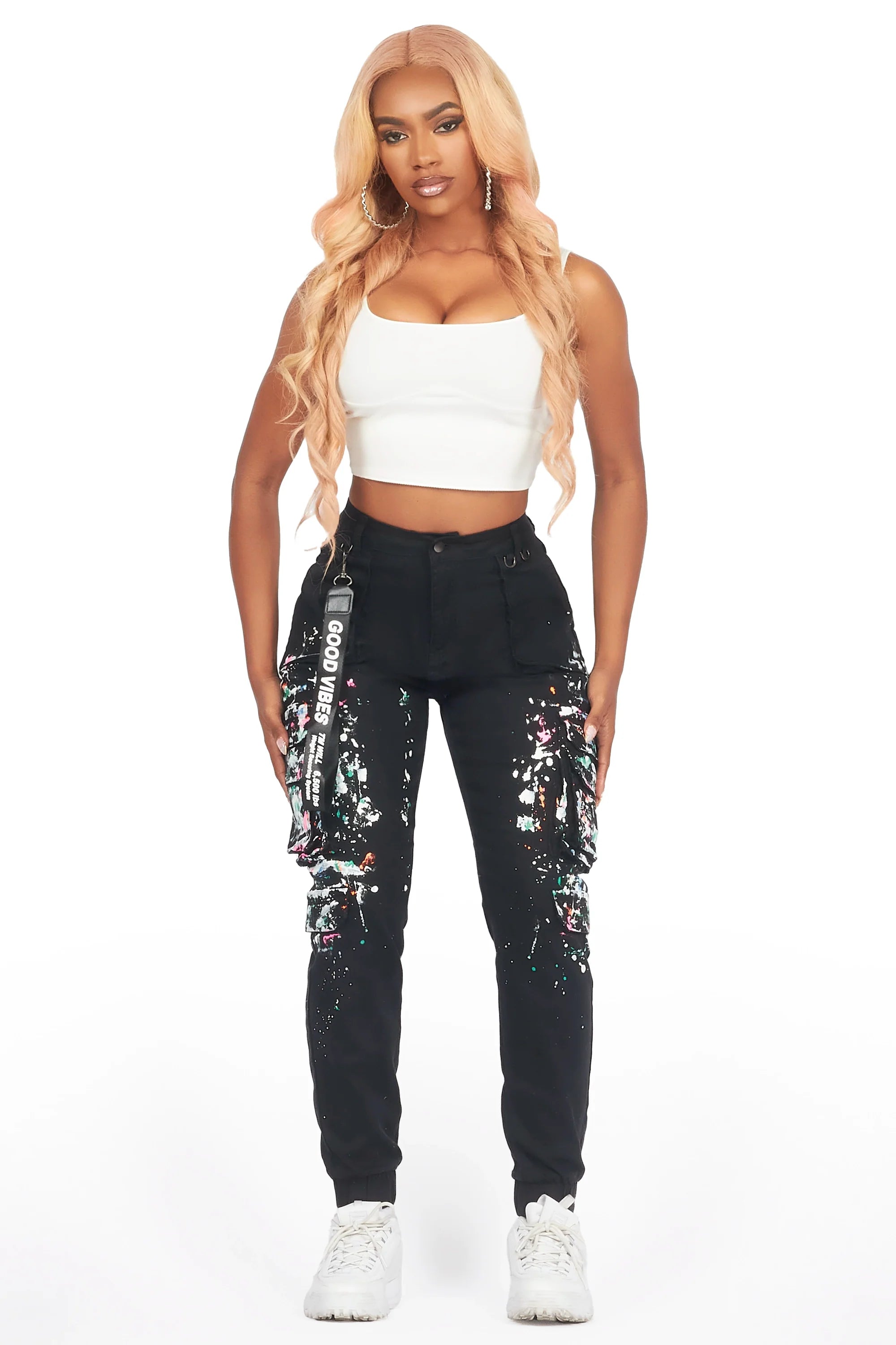 Tamara Black Painted Jogger Jean