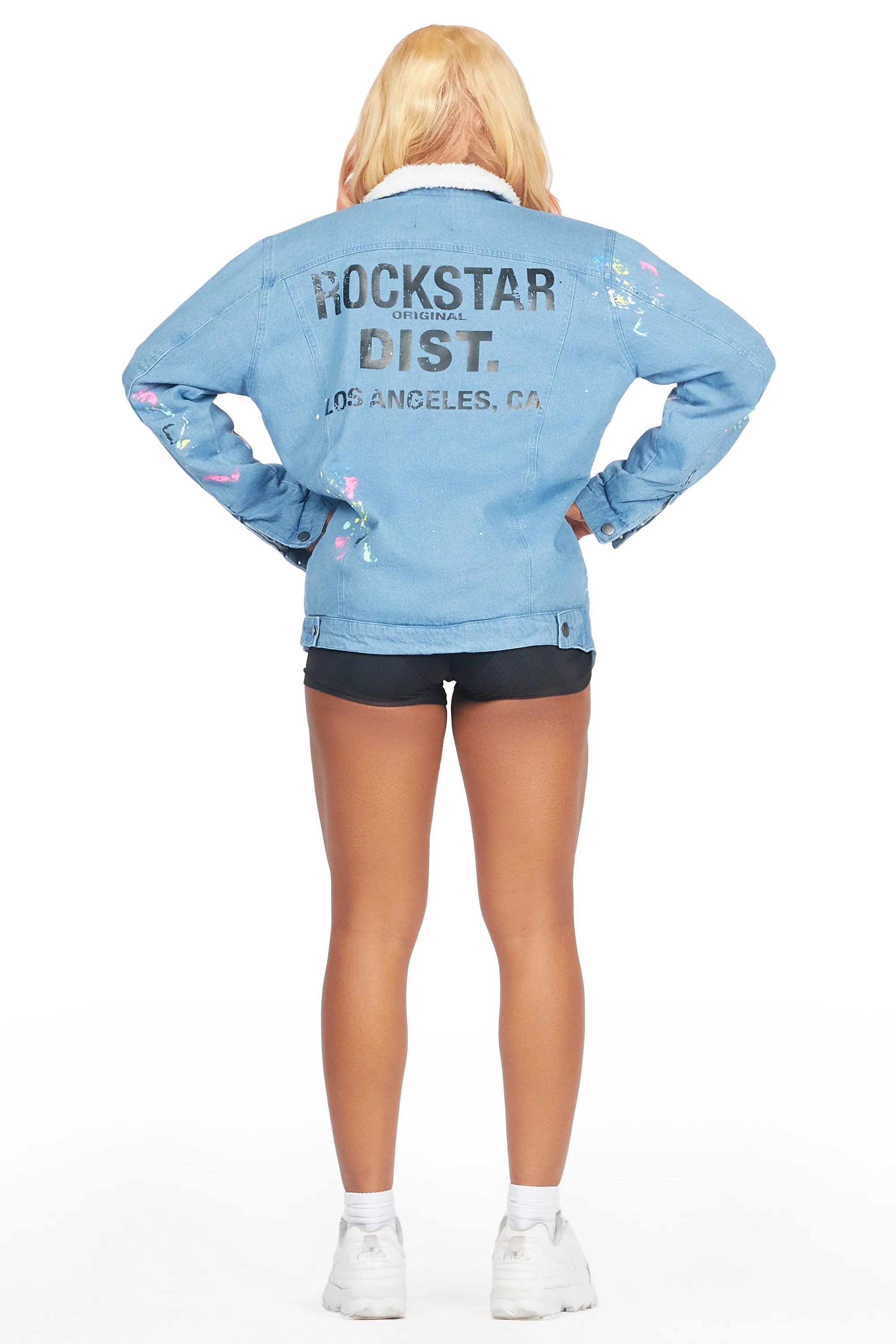 Cozmo Light Wash Painted Denim Jacket