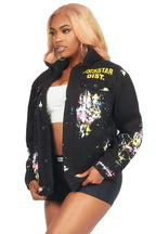 Cozmo Black Painted Denim Jacket