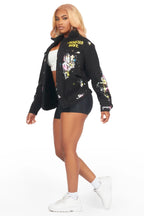 Cozmo Black Painted Denim Jacket